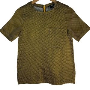 Club Monaco textured short sleeve pocket blouse XS